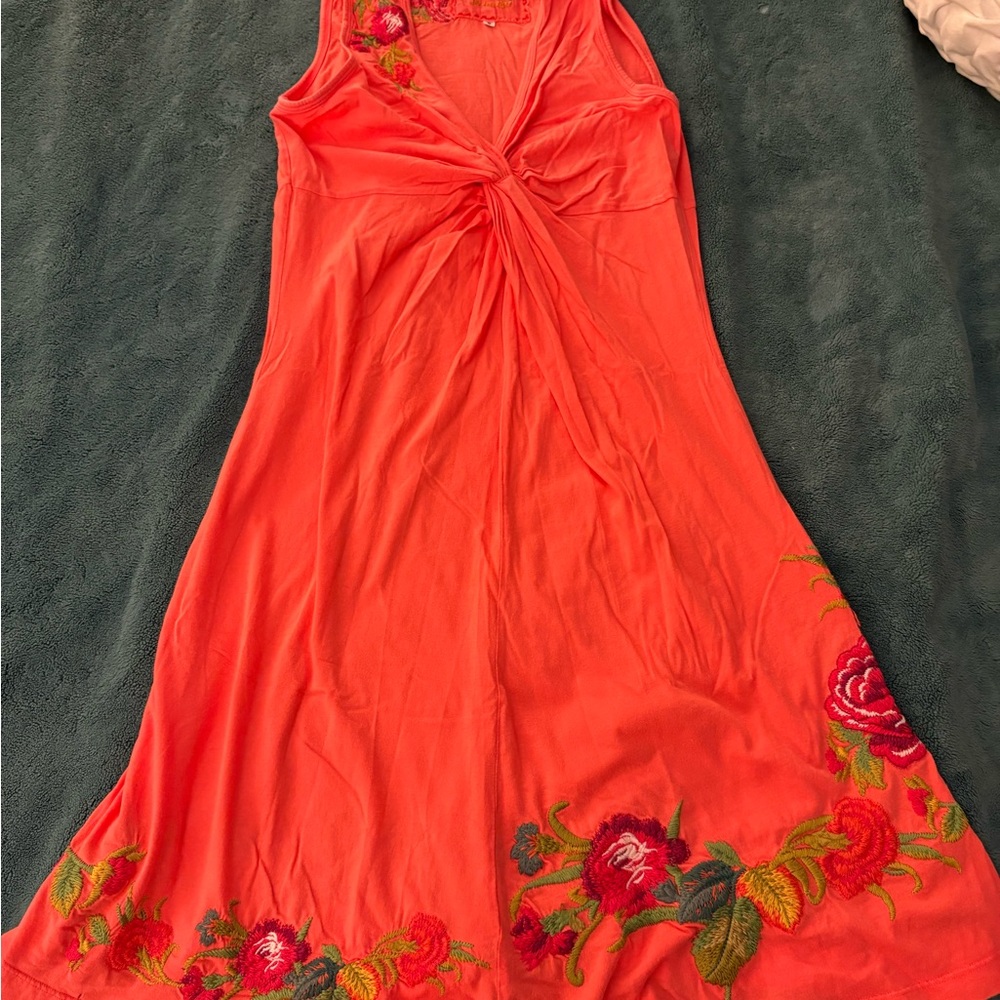 JW Los Angeles Orange Embroidered Dress